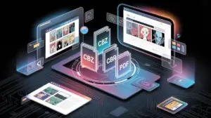 Overview of hentai comic file formats including CBZ, PDF, and web-based readers.